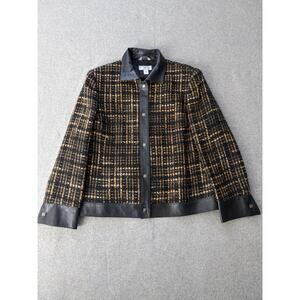 Vintage Talbots Tweed Wool Jacket Womens Size 14 Office Academia Made In Italy